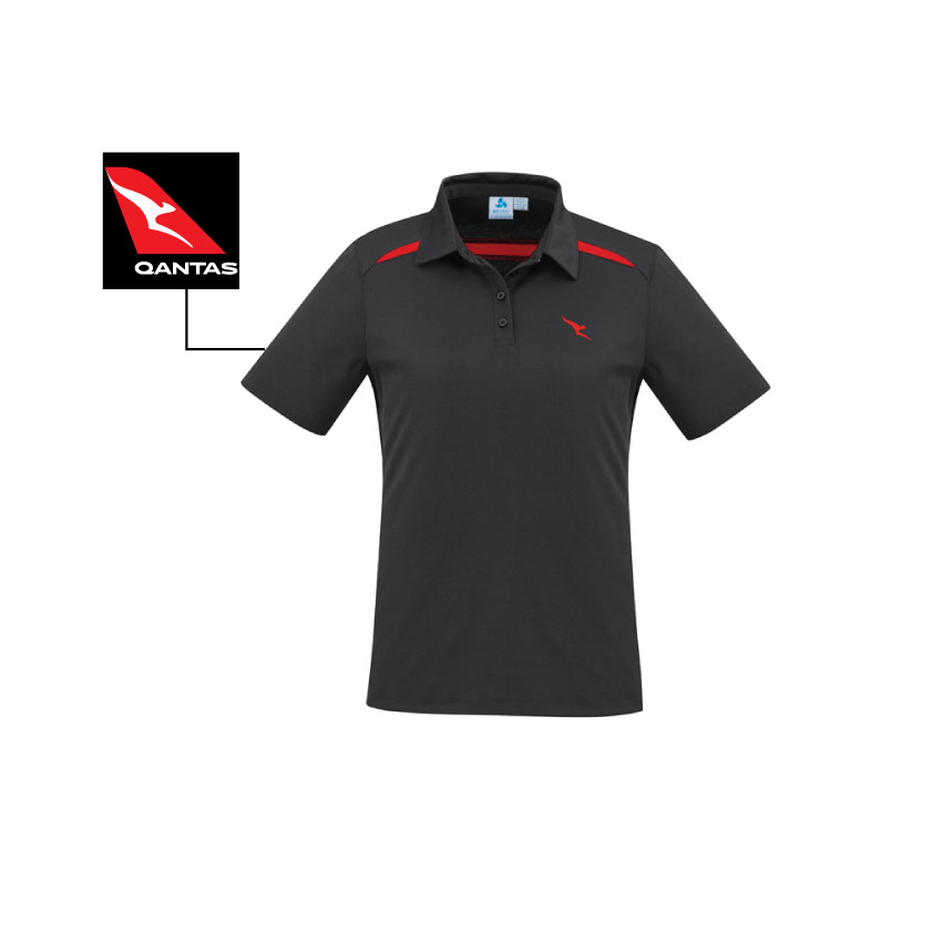 P901LS Ladies Sonar Polo - Black Red