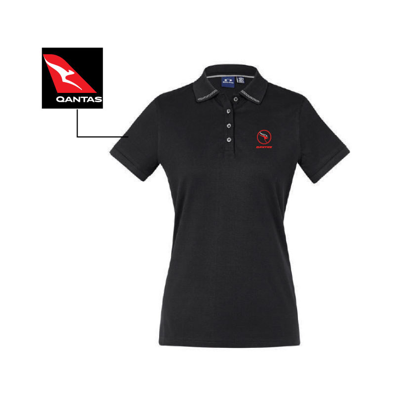 P106LS Ladies Aston Polo - Black Silver Grey