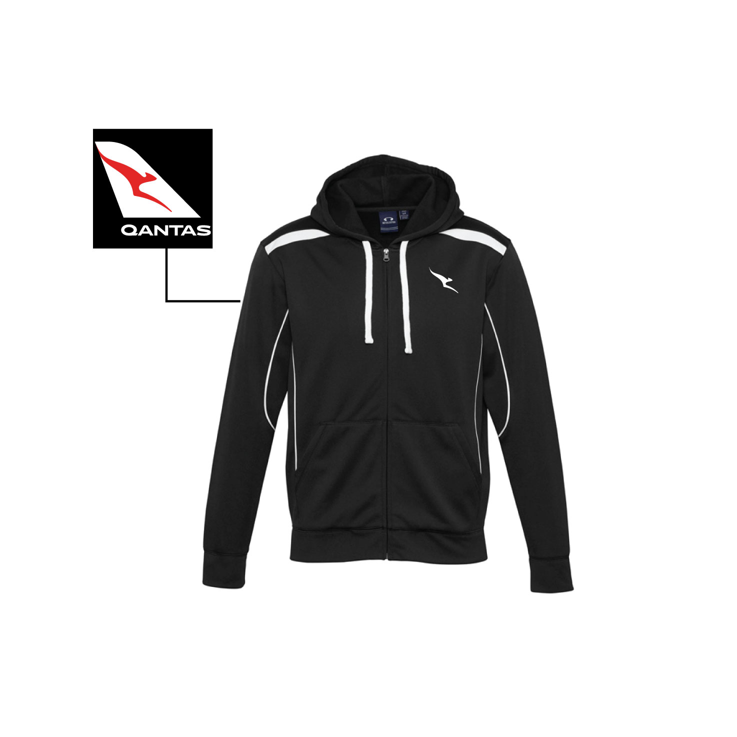SW310M Mens United Zip Hoodie - Black White