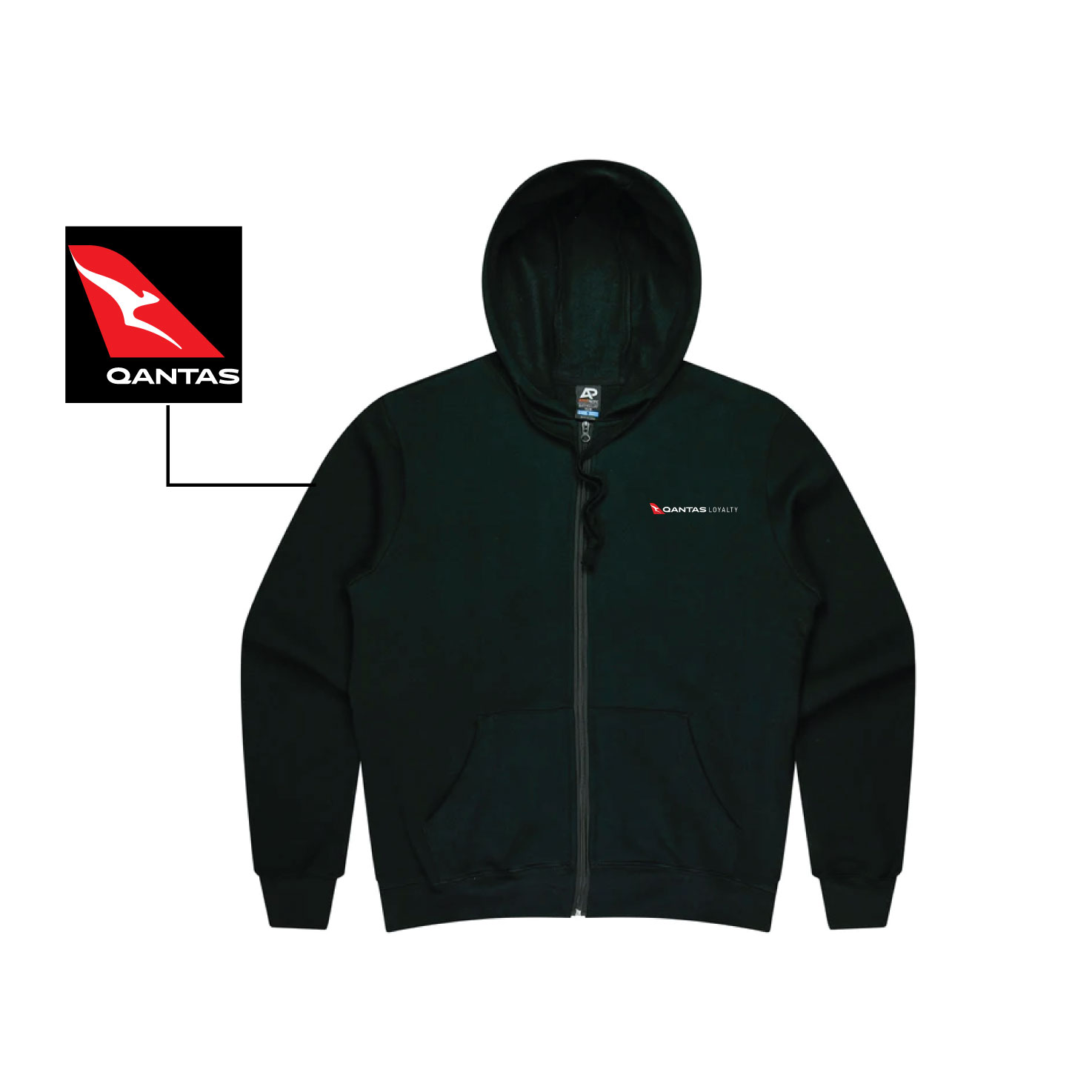 1528 Mens Queenscliff Zip Hoodie - Black L