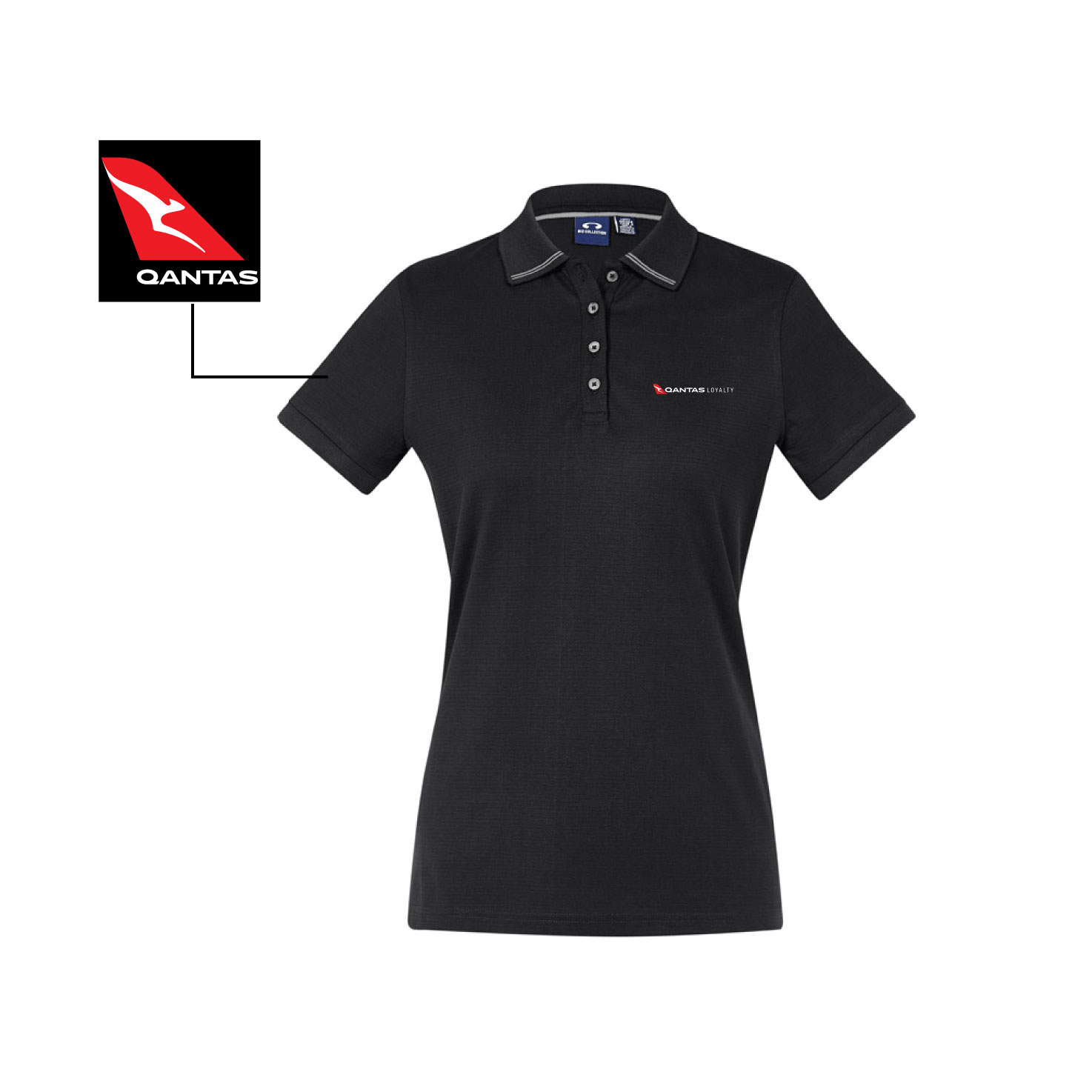 P106LS Ladies Aston Polo - Black Silver Grey L