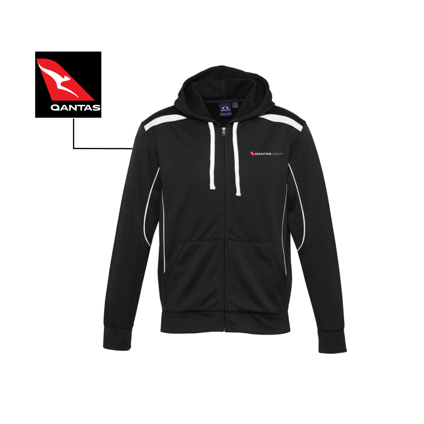 SW310M Mens United Zip Hoodie - Black White L